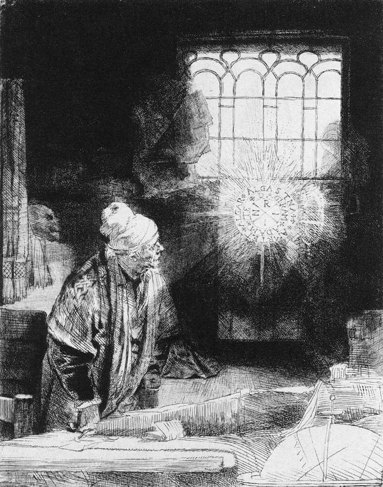 Primer iz tehnike bakropisa, Rembrantov Faust