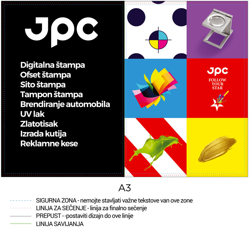 A3 brosura sa jednim prevojem primer